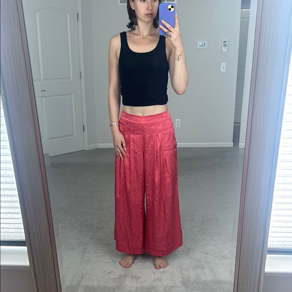 Veronica Beard Red Wide-Leg Pants